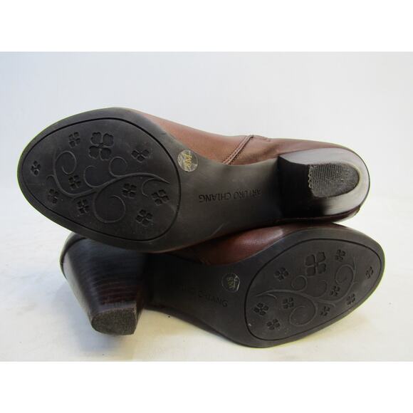 Arturo Chiang Womens Size 8 M Brown Leather Zip Buckle 15" Knee Hig Boots - Picture 9 of 11